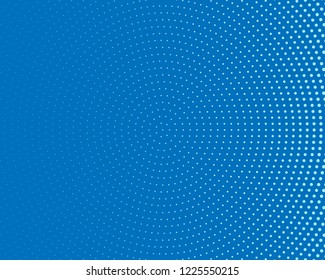 Blue halftone background. Digital gradient. Abstract backdrop with circles, point, dots. Dotted pattern. Futuristic panel Vector illustration