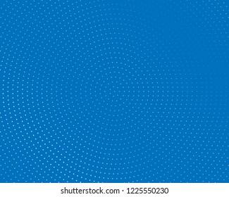 Blue halftone background. Digital gradient. Abstract backdrop with circles, point, dots. Dotted pattern. Futuristic panel Vector illustration