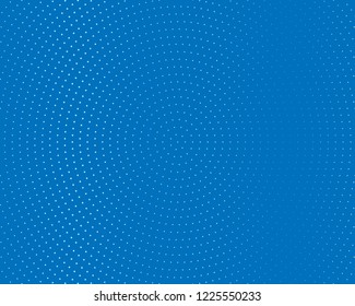 Blue halftone background. Digital gradient. Abstract backdrop with circles, point, dots. Dotted pattern. Futuristic panel Vector illustration