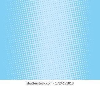 Blue halftone background. Digital gradient. Abstract backdrop with circles, point, dots. Dotted pattern. Futuristic panel Vector illustration