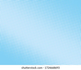 Blue halftone background. Digital gradient. Abstract backdrop with circles, point, dots. Dotted pattern. Futuristic panel Vector illustration