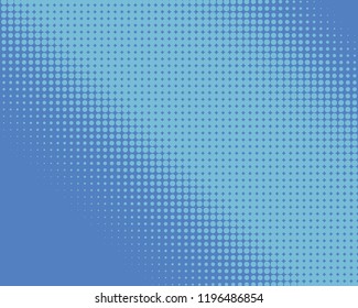 Blue Halftone Background. Fade Dotted Overlay. Digital Gradient. Pop-art style. Grunge Backdrop. Modern futuristic Pattern. Abstract panel. Vector illustration