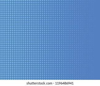 Blue Halftone Background. Fade Dotted Overlay. Digital Gradient. Pop-art style. Grunge Backdrop. Modern futuristic Pattern. Abstract panel. Vector illustration