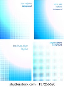blue halftone background set. brochure, flyer, catalog layout, business concept backgrounds