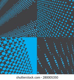 Blue Halftone Background Set. Gray Background. 