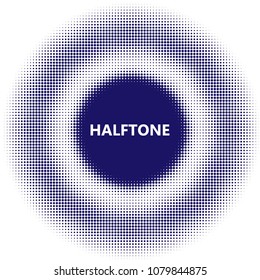 Blue halftone circles, dots pattern, vector, grunge. Comic texture background. Monochrome half-tone. Circle halftone Dots, colorful geometric gradient for pop art designs.