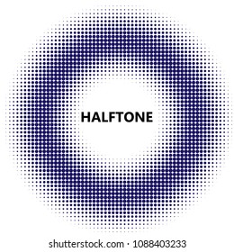 Blue halftone circles, dots pattern, vector, grunge. Comic texture background. Monochrome half-tone. Circle halftone Dots, colorful geometric gradient for pop art designs.