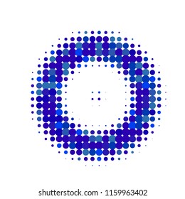 Blue halftone circles, dots pattern, vector, grunge. Comic texture background. Monochrome half-tone. Circle halftone Dots, Color geometric gradient for pop art designs.