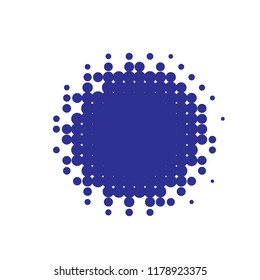 Blue halftone circles, dots pattern, vector, grunge. Comic texture background. Monochrome half-tone. Circle halftone Dots, Colorful geometric gradient for pop art designs.
