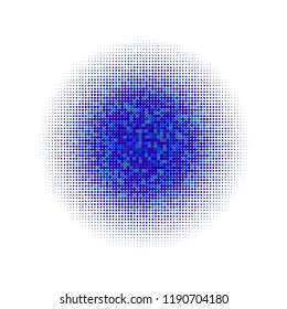 Blue halftone circles, dots pattern, vector, grunge. Comic texture background. Monochrome half-tone. Circle halftone Dots, Color geometric gradient for pop art designs.