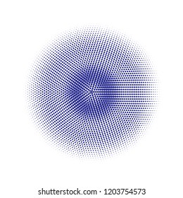 Blue halftone circles, dots pattern, vector. Comic texture background. Monochrome half-tone. Circle halftone Dots, Colorful geometric gradient for pop art designs.