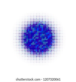 Blue halftone circles, dots pattern, vector, grunge. Comic texture background. Monochrome half-tone. Circle halftone Dots, Color geometric gradient for pop art designs.
