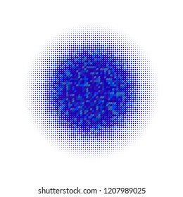 Blue halftone circles, dots pattern, vector, grunge. Comic texture background. Monochrome half-tone. Circle halftone Dots, Color geometric gradient for pop art designs.