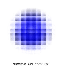 Blue halftone circles, dots pattern, vector, grunge. Comic texture background. Monochrome half-tone. Circle halftone Dots, Color geometric gradient for pop art designs.