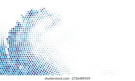 Onda de punto de semitono azul con profundidad en capas y movimiento fluido Ilustración vectorial de fondo moderna abstracta para tecnología y temas digitales