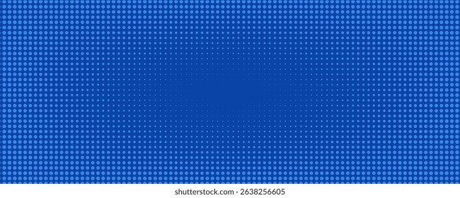 Blue halftone dots, abstract pattern with dark and bright gradient background. digital technology style wall texture ,cartoon or pop art elements, cool banner or comic.modern