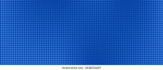Blue halftone dots, abstract pattern with dark and bright gradient background. digital technology style wall texture ,cartoon or pop art elements, cool banner or comic.modern