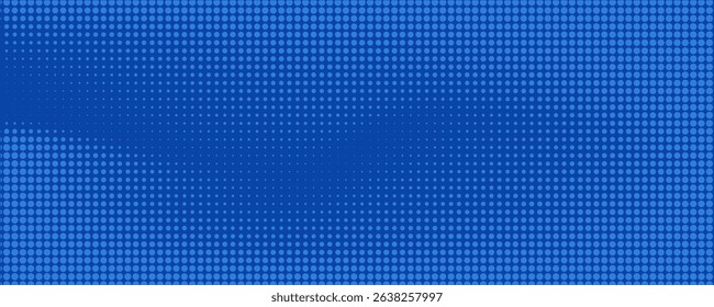 Blue halftone dots, abstract pattern with dark and bright gradient background. digital technology style wall texture ,cartoon or pop art elements, cool banner or comic.modern