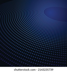 Blue halftone dots in circle. Low angle view. Big Data concept.