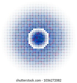 Blue halftone dots. Colorful geometric gradient for pop art designs. Geometric vintage monochrome fade wallpaper. Pop art print. Dotted geometric retro pattern. Comic halftone background.