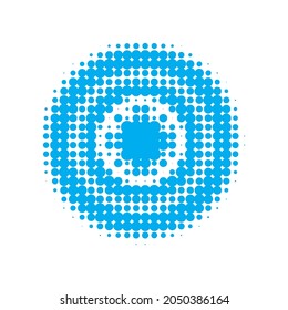 Blue Halftone Grunge. Vector Set. Abstract Set. Texture Gradation. Dot Gradation. Circle Backdrop. Gradient Element. Round Dots. Effect Modern.