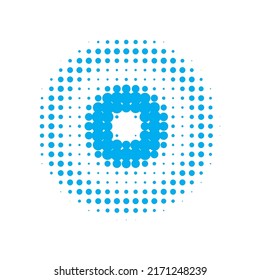 Blue Halftone Logo. Vector Half. Abstract Retro. Texture Half. Dot Backdrop. Circle Modern. Gradient Shape. Round Grunge. Effect Backdrop.