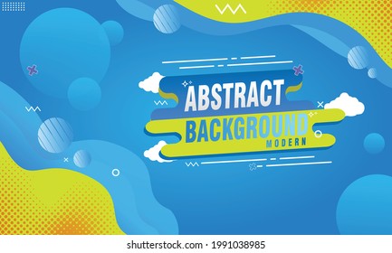 Blue halftone memphis background with yellow
