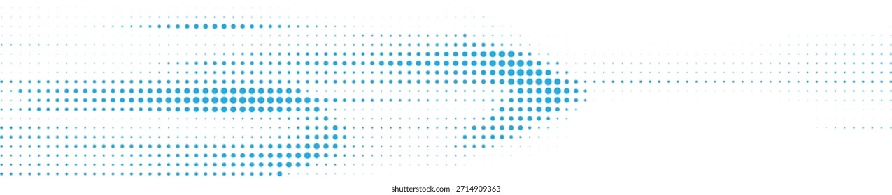 Tira azul del desenfoque del movimiento del halftone para los visuales de la tecnología, gráficos audio, carteles modernos, Ilustración vectorial digital abstracta del diseño