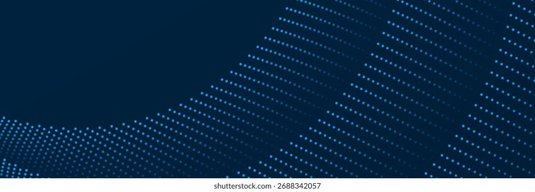 Blauer Halbton auf dunklem Hintergrund mit Kopienraum. Technologie-Banner. Vektorgrafik. Abstraktes Hintergrundbild für Unternehmen