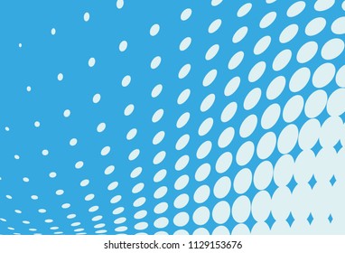 Blue halftone panel. Digital gradient with dots. Abstract futuristic background. Dynamic, motion style. Vector illustration.