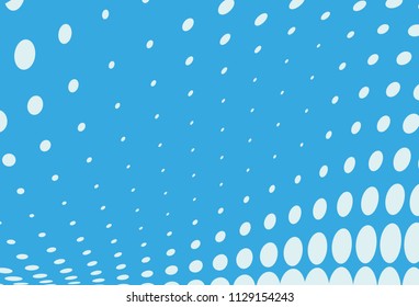 Blue halftone panel. Digital gradient with dots. Abstract futuristic background. Dynamic, motion style. Vector illustration.
