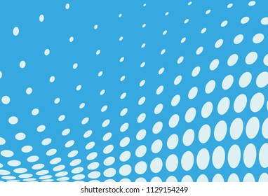 Blue halftone panel. Digital gradient with dots. Abstract futuristic background. Dynamic, motion style. Vector illustration.