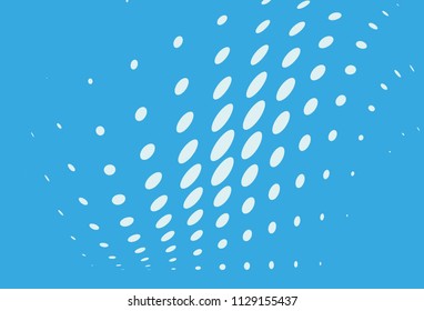 Blue halftone panel. Digital gradient with dots. Abstract futuristic background. Dynamic, motion style. Vector illustration.