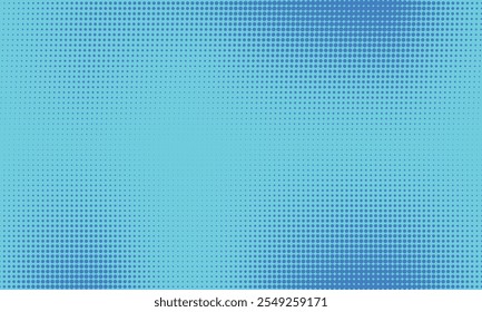blue halftone pattern. Retro comic gradient background. Bright orange pixelated dotted texture overlay. Cartoon pop art faded gradient pattern