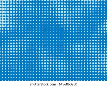 Blue halftone pattern. Retro design comic book style. Digital grdient. Vector illustration