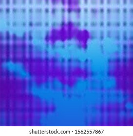 Blue Halftone Sky with Clouds Vector Backround. Creative Backdrop for Branding, Packaging Design, Digital Collages, Brochures, Posters, Flyers etc.