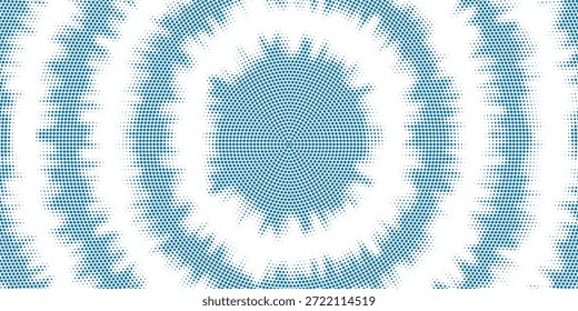 Blauer Halbton quadratisch gepunkteter Farbverlauf-Hintergrund, abstrakte Farbe Pop Cartoon Comic-Punkte, dynamische minimale Retro-Grafik-Textur, Tech Point Art-Muster. EPS10