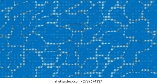 Blue halftone swimming pool texture background. Water ripple pattern with dots