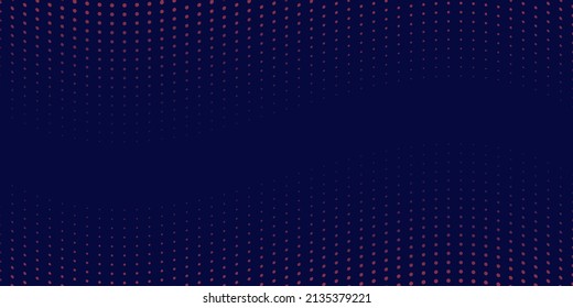 Blue Halftone Texture Background with Dots Pattern. Half Tone Gradation Energy Vibrant Effect Pattern. Wave Dotted Creative Banner. Abstract Modern Wallpaper Design. Vector Illustration.