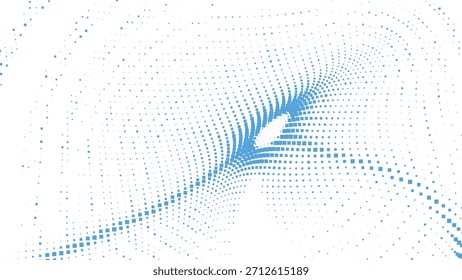 Blue Halftone Twisted Wave Abstract Background for Tech Design, Motion Graphics, UI Elements, and Futuristic Posters vector Illustration