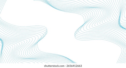 Fundo de onda de meio-tom azul - vetor de linhas pontilhadas de fluxo abstrato
