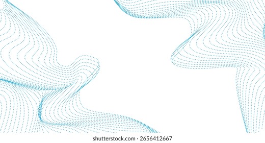 Blue Halftone Wave Background – Abstract Flowing Dotted Lines Vector