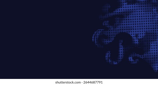 Fondo de batik ondulado de semitono azul. Vector de estilo batik Pop art dot sport.

