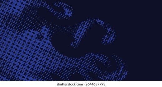 Blue halftone wavy batik background. Pop art dot sport batik style vector.

