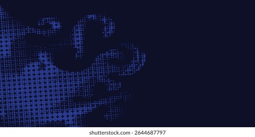 Fondo de batik ondulado de semitono azul. Vector de estilo batik Pop art dot sport.

