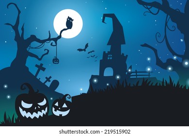 Blue halloween background EPS10 vector