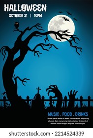 Blue Halloween Horror Grave Flyer