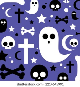 Patrón de halloween azul, ilustración vectorial.