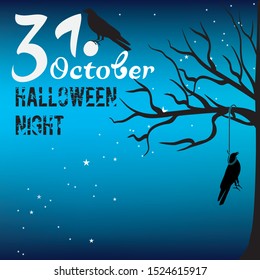 Blue Halloween poster. 31. october. night