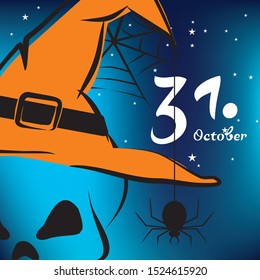 Blue Halloween poster. 31. october. night